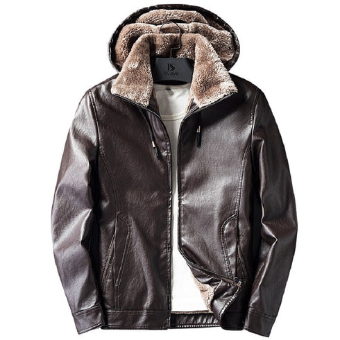 Faux Leather Fleece Lined Jacket